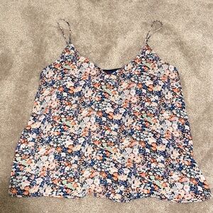 LOFT Navy Floral Spaghetti-Strap Camisole